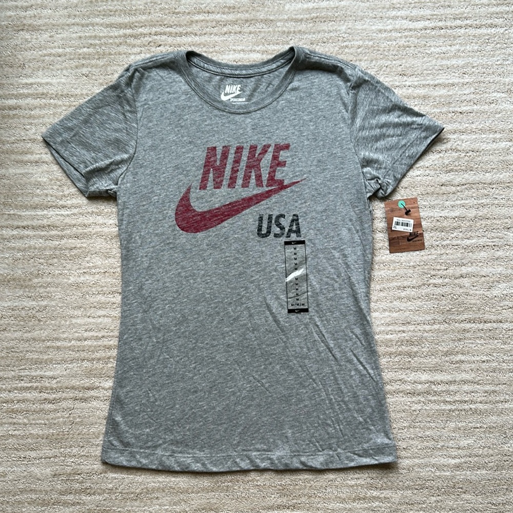 Nike Gray Short Sleeve Tee with Maroon Logo